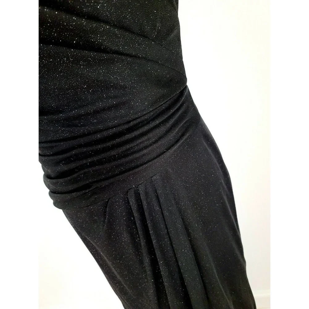 Alex Evenings Black Glitter Sparkle Short Sleeves Long Gown Party Dress 10_5